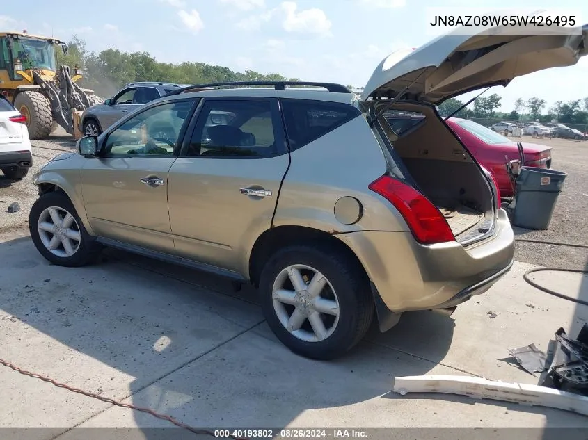 2005 Nissan Murano Se VIN: JN8AZ08W65W426495 Lot: 40193802