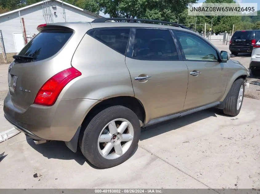 2005 Nissan Murano Se VIN: JN8AZ08W65W426495 Lot: 40193802