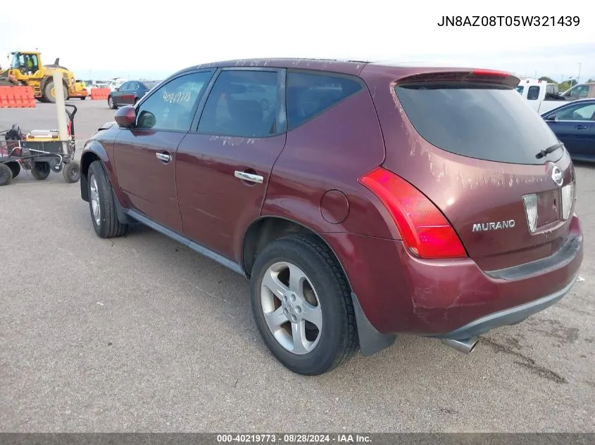 JN8AZ08T05W321439 2005 Nissan Murano Sl