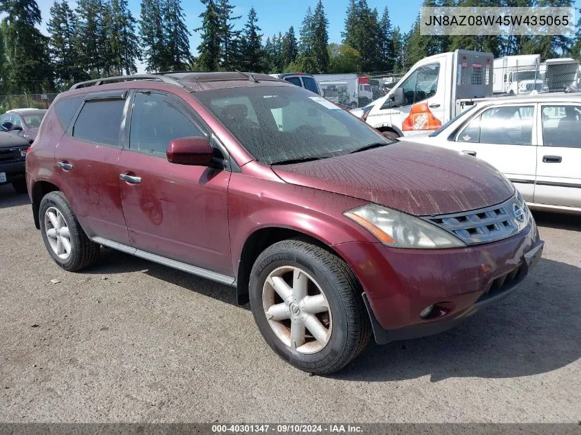 2005 Nissan Murano Se VIN: JN8AZ08W45W435065 Lot: 40301347