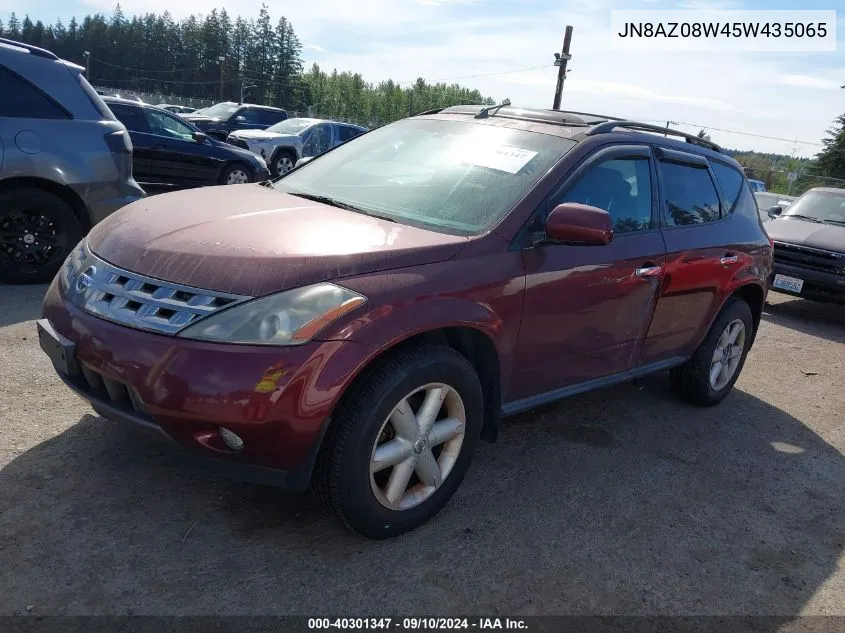 2005 Nissan Murano Se VIN: JN8AZ08W45W435065 Lot: 40301347