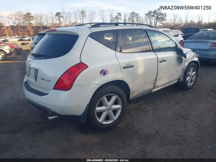 JN8AZ08W55W401250 2005 Nissan Murano Se