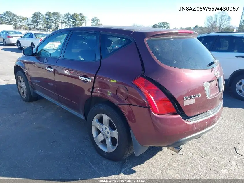 JN8AZ08W55W430067 2005 Nissan Murano Sl