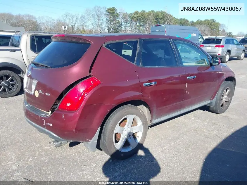 JN8AZ08W55W430067 2005 Nissan Murano Sl