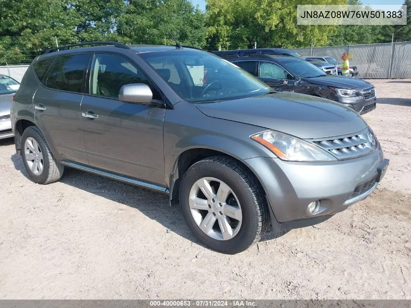 2006 Nissan Murano Sl/Se/S VIN: JN8AZ08W76W501383 Lot: 40000653