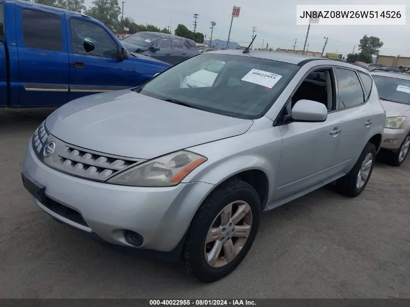 JN8AZ08W26W514526 2006 Nissan Murano S