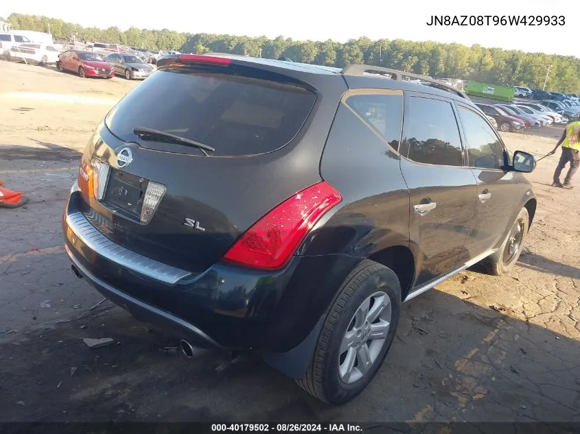 2006 Nissan Murano Sl VIN: JN8AZ08T96W429933 Lot: 40179502