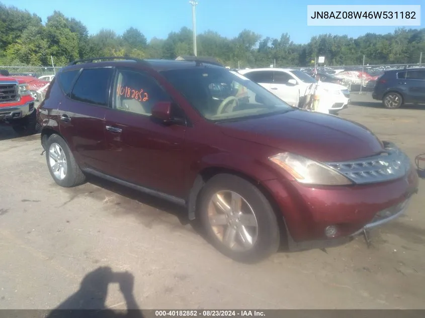 2006 Nissan Murano S VIN: JN8AZ08W46W531182 Lot: 40182852