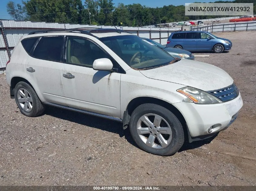 2006 Nissan Murano Sl VIN: JN8AZ08TX6W412932 Lot: 40199790