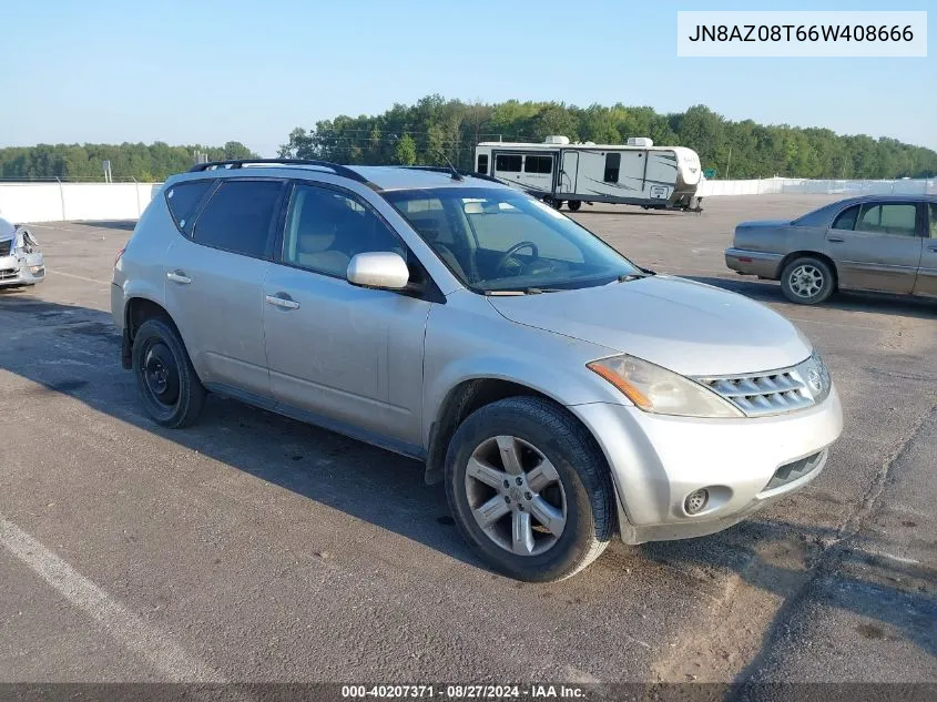 2006 Nissan Murano S VIN: JN8AZ08T66W408666 Lot: 40207371