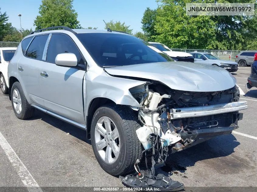 2006 Nissan Murano Sl VIN: JN8AZ08W66W519972 Lot: 40268567