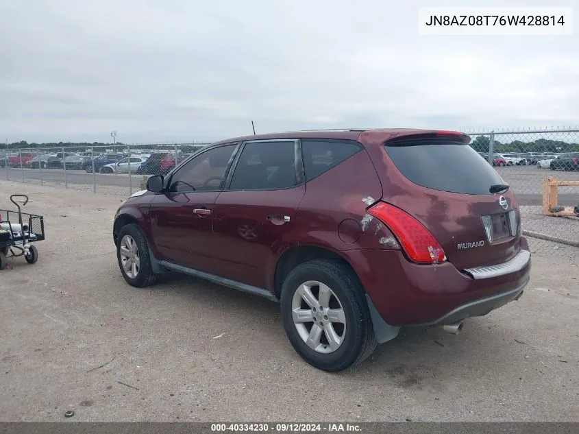 JN8AZ08T76W428814 2006 Nissan Murano S