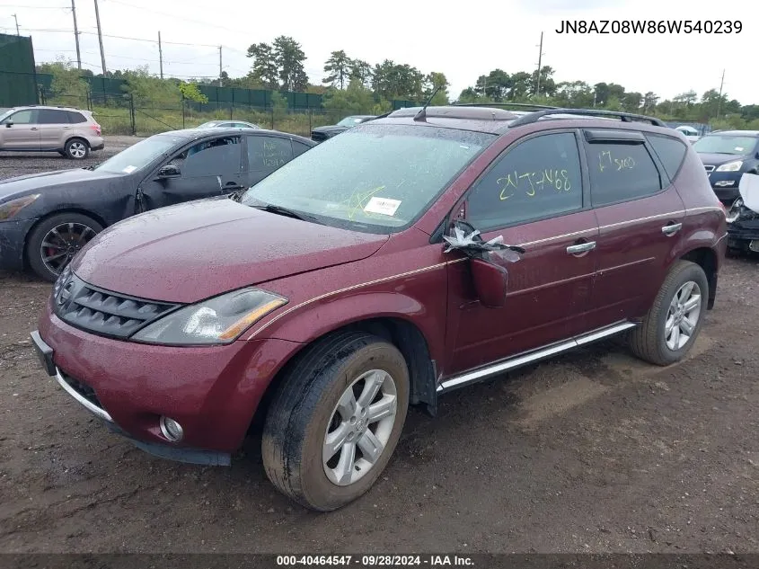 JN8AZ08W86W540239 2006 Nissan Murano Sl