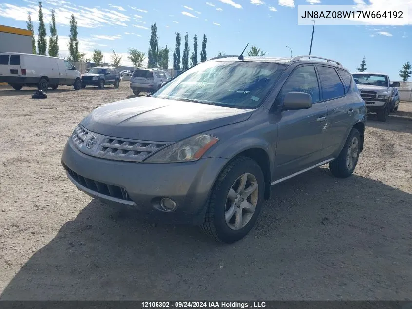 2007 Nissan Murano Sl/Se/S VIN: JN8AZ08W17W664192 Lot: 12106302