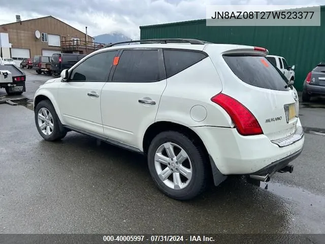 2007 Nissan Murano S VIN: JN8AZ08T27W523377 Lot: 40005997