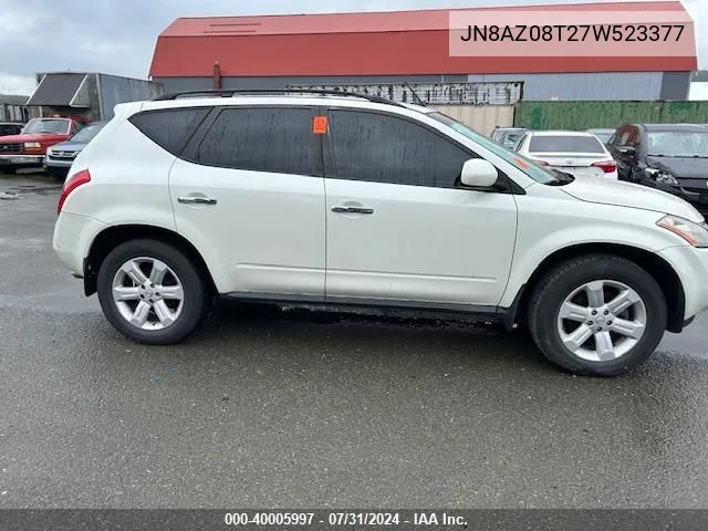 2007 Nissan Murano S VIN: JN8AZ08T27W523377 Lot: 40005997