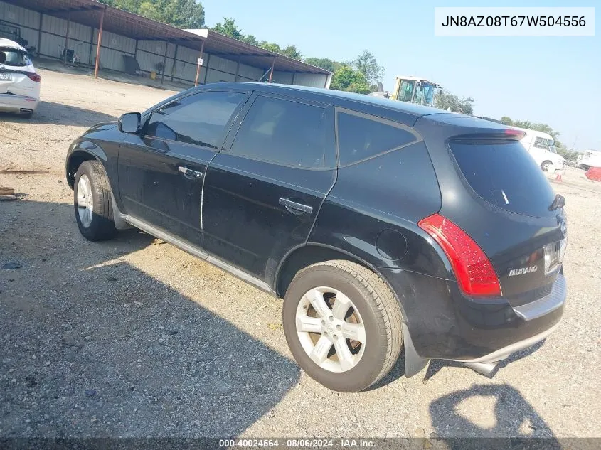 2007 Nissan Murano S VIN: JN8AZ08T67W504556 Lot: 40024564