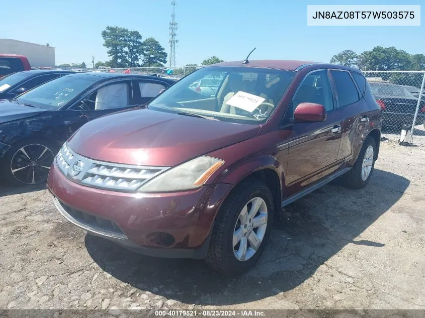 JN8AZ08T57W503575 2007 Nissan Murano S/Sl