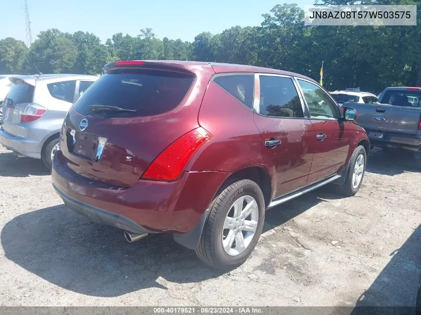 JN8AZ08T57W503575 2007 Nissan Murano S/Sl