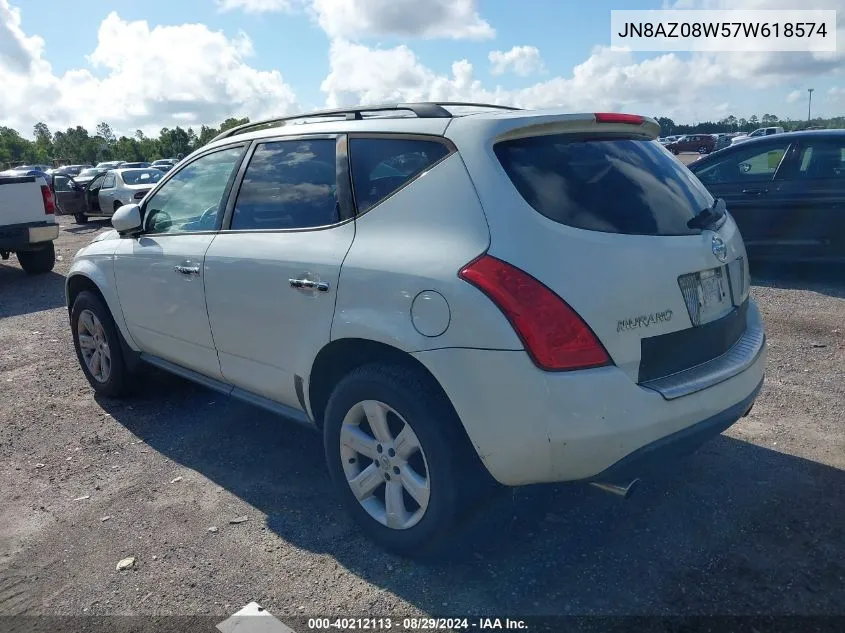 2007 Nissan Murano S VIN: JN8AZ08W57W618574 Lot: 40212113