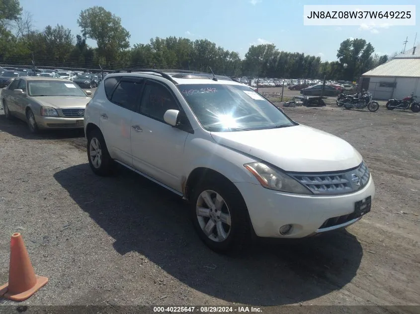 JN8AZ08W37W649225 2007 Nissan Murano Sl