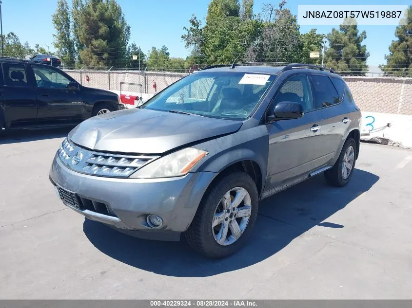 2007 Nissan Murano Sl VIN: JN8AZ08T57W519887 Lot: 40229324