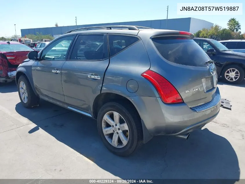 2007 Nissan Murano Sl VIN: JN8AZ08T57W519887 Lot: 40229324