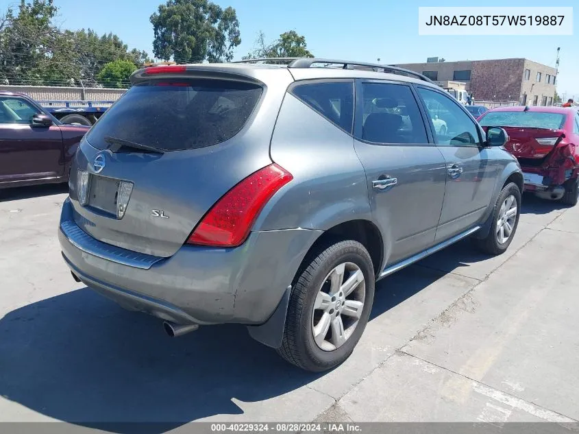 2007 Nissan Murano Sl VIN: JN8AZ08T57W519887 Lot: 40229324