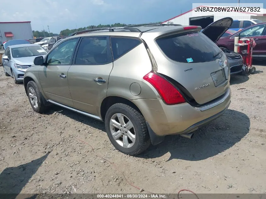 2007 Nissan Murano Sl VIN: JN8AZ08W27W627832 Lot: 40244941