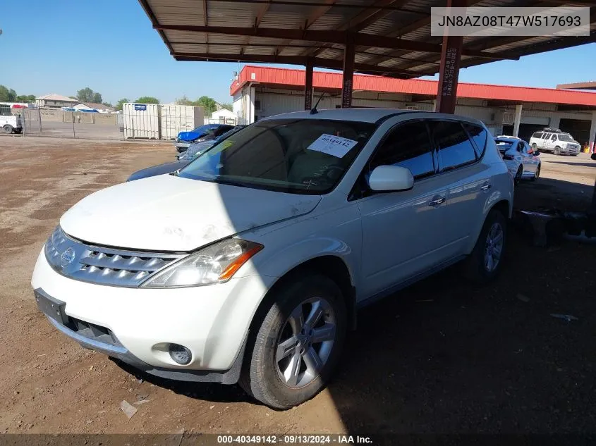 2007 Nissan Murano S VIN: JN8AZ08T47W517693 Lot: 40349142