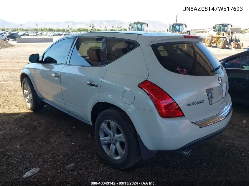 2007 Nissan Murano S VIN: JN8AZ08T47W517693 Lot: 40349142