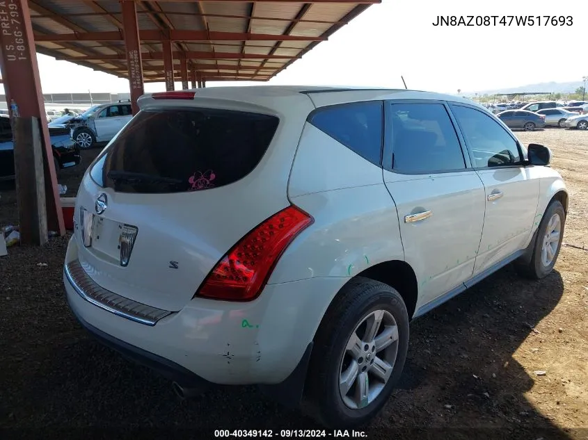 JN8AZ08T47W517693 2007 Nissan Murano S