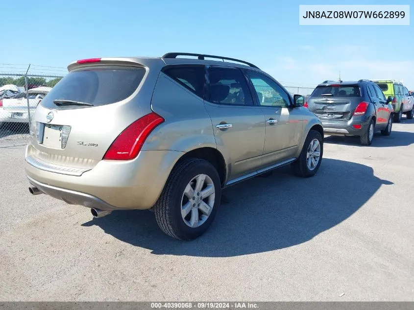 2007 Nissan Murano Sl VIN: JN8AZ08W07W662899 Lot: 40390068