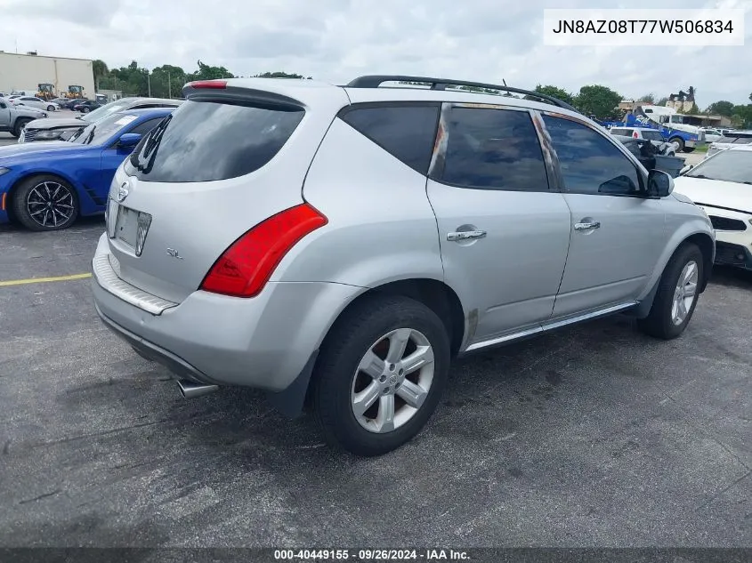 2007 Nissan Murano Sl VIN: JN8AZ08T77W506834 Lot: 40449155