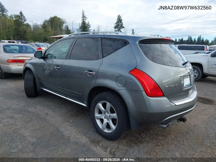 2007 Nissan Murano Se VIN: JN8AZ08W97W632560 Lot: 40450333