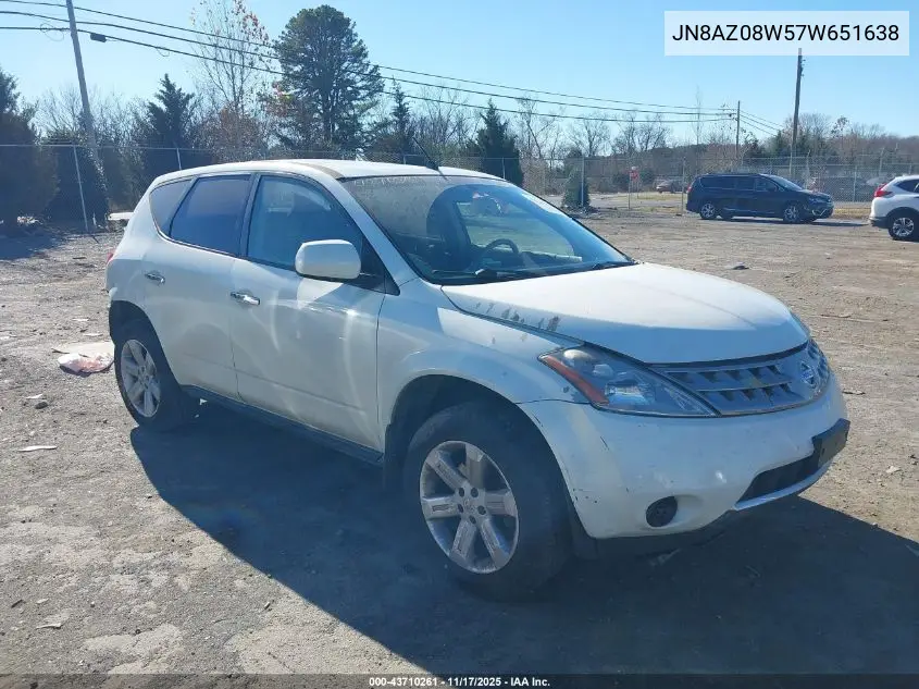 JN8AZ08W57W651638 2007 Nissan Murano S