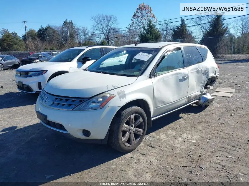 JN8AZ08W57W651638 2007 Nissan Murano S