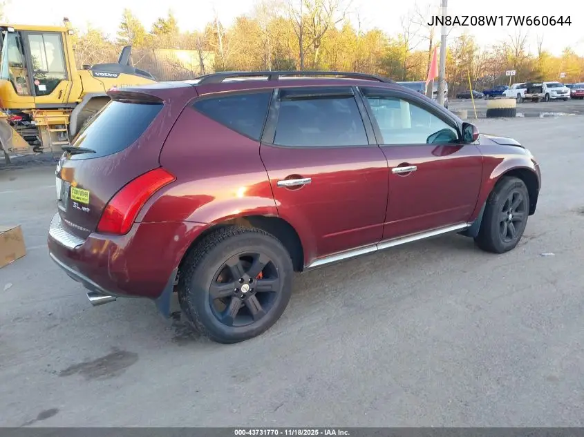 JN8AZ08W17W660644 2007 Nissan Murano Sl
