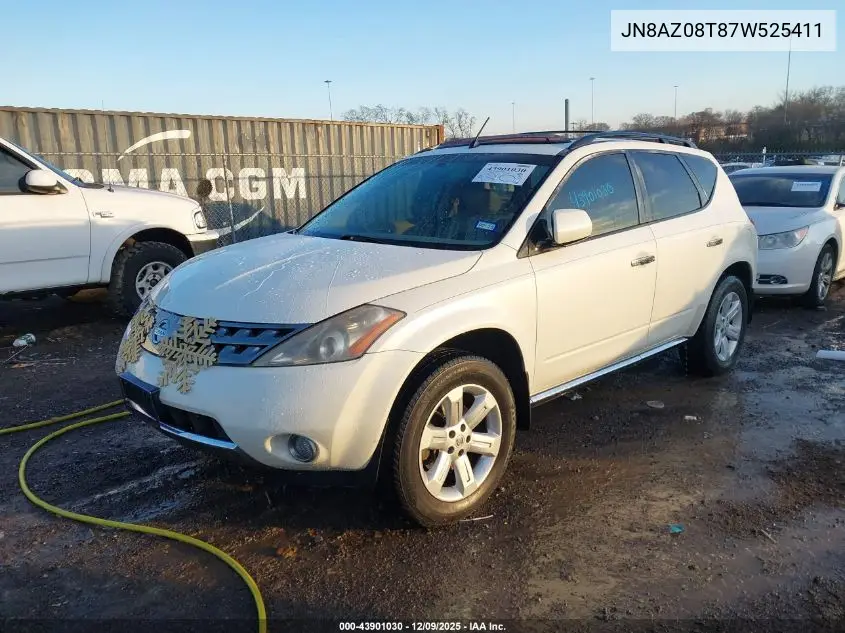 JN8AZ08T87W525411 2007 Nissan Murano Sl