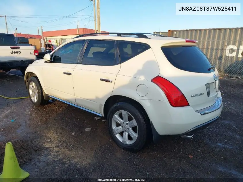 JN8AZ08T87W525411 2007 Nissan Murano Sl