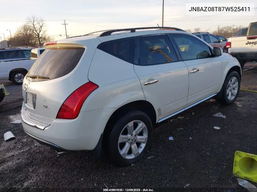JN8AZ08T87W525411 2007 Nissan Murano Sl