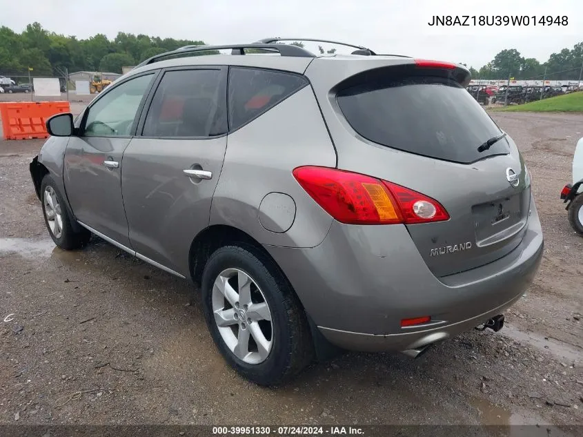 2009 Nissan Murano Sl VIN: JN8AZ18U39W014948 Lot: 39951330