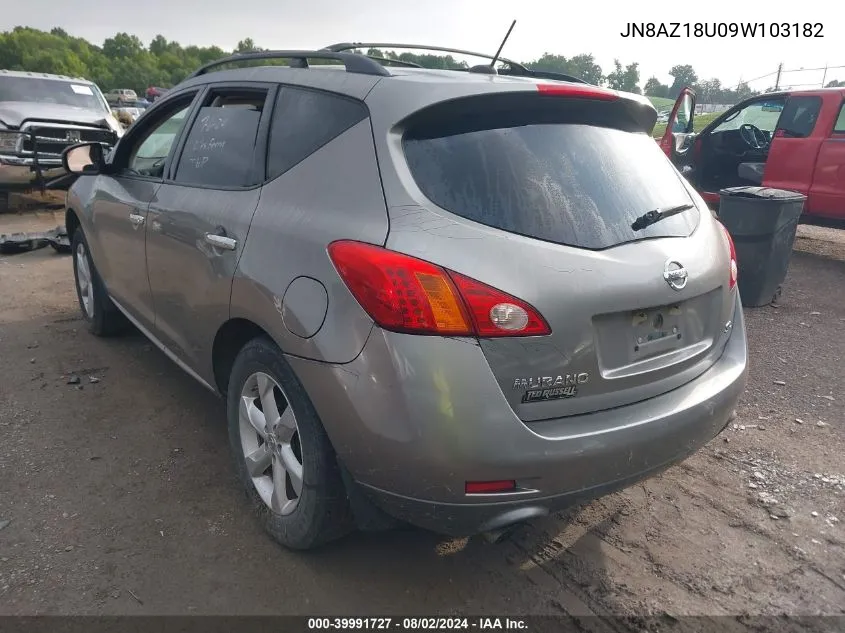 2009 Nissan Murano Sl VIN: JN8AZ18U09W103182 Lot: 39991727