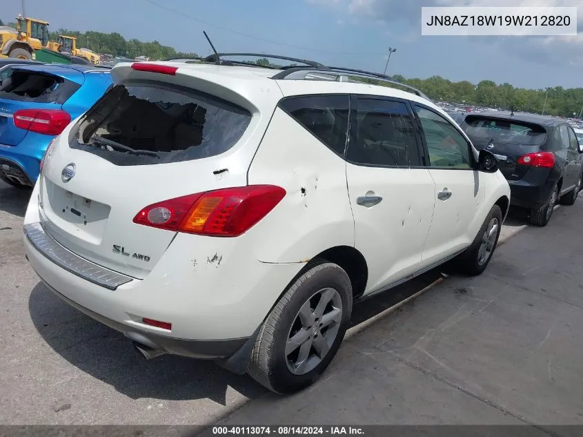 2009 Nissan Murano Sl VIN: JN8AZ18W19W212820 Lot: 40113074