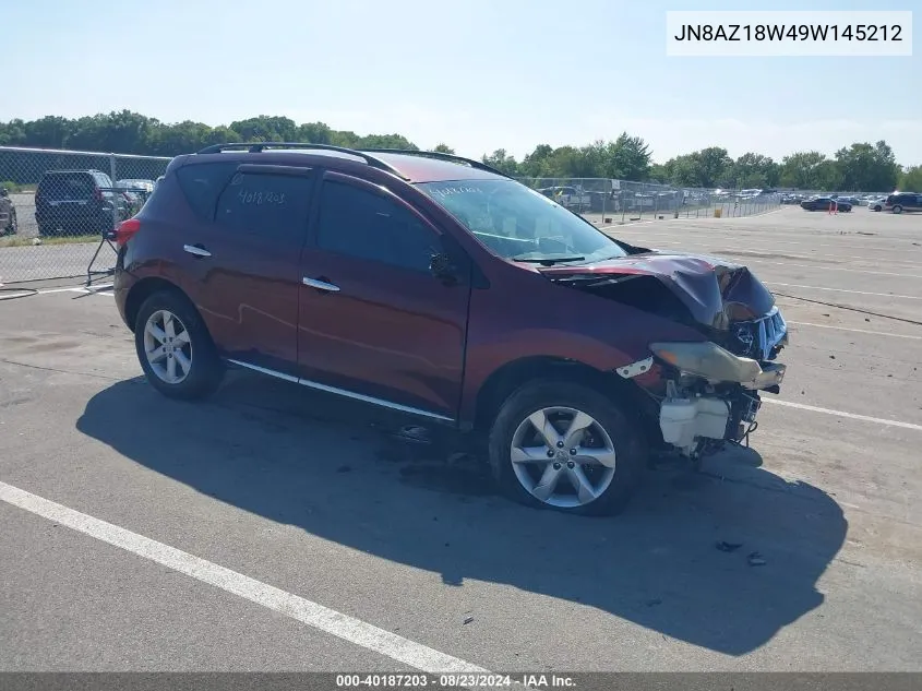 2009 Nissan Murano S VIN: JN8AZ18W49W145212 Lot: 40187203