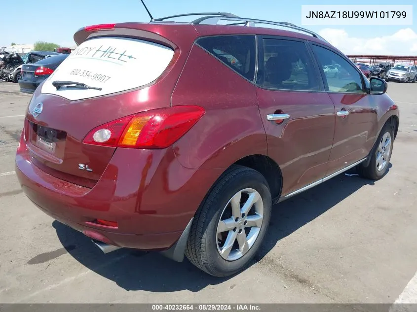 2009 Nissan Murano Sl VIN: JN8AZ18U99W101799 Lot: 40232664