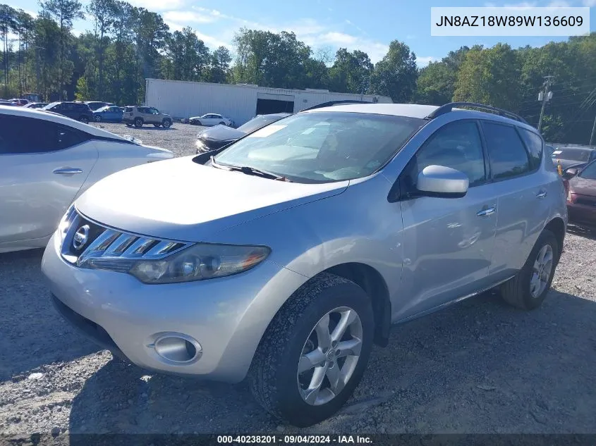 2009 Nissan Murano S VIN: JN8AZ18W89W136609 Lot: 40238201