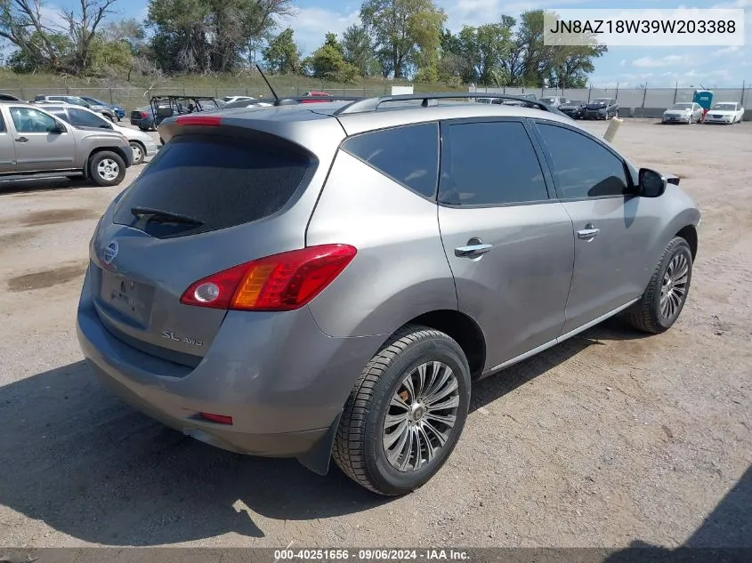 2009 Nissan Murano Sl VIN: JN8AZ18W39W203388 Lot: 40251656