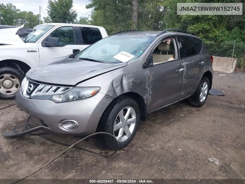 2009 Nissan Murano Sl VIN: JN8AZ18W89W152745 Lot: 40259407