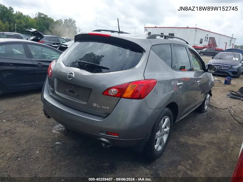 JN8AZ18W89W152745 2009 Nissan Murano Sl